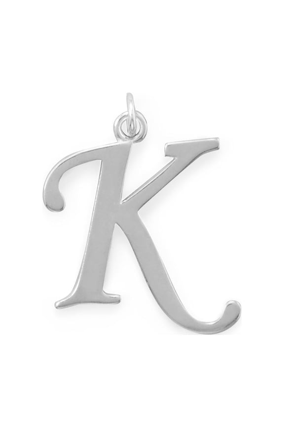 Sterling Silver Unisex Initial Letter K Pendant - No Chain, Pendant Only