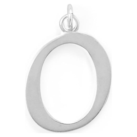 Precious Stars Sterling Silver Unisex Initial Letter O Pendant - No Chain, Pendant Only