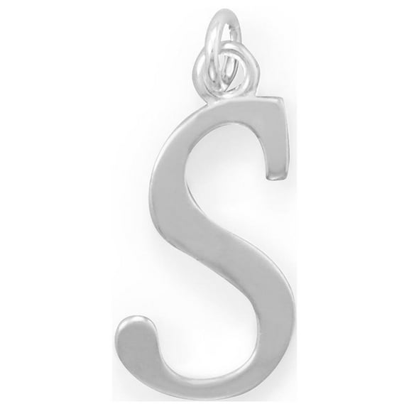 Precious Stars Sterling Silver Unisex Initial Letter S Pendant - No Chain, Pendant Only