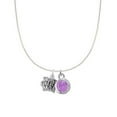 thumbnail image 1 of Precious Stars Sterling Silver World's Greatest Mom and February Birsthstone Charm Necklace, 1 of 4