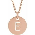 thumbnail image 1 of Precious Stars Unisex 14K Rose Gold Initial E Dangle Disc Necklace, 1 of 3