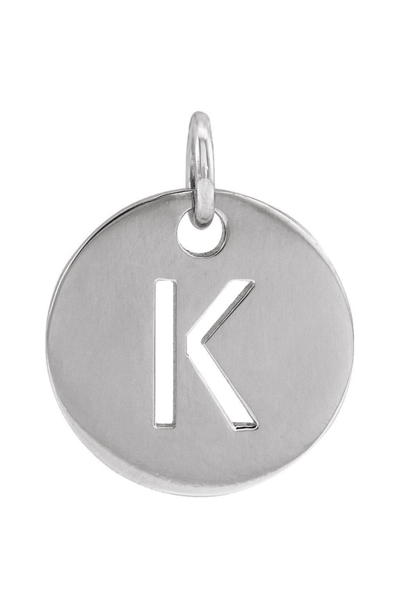 Unisex 14K White Gold Initial K Disc Pendant