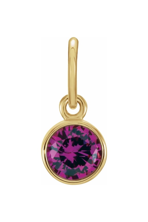 Unisex 14K Yellow Gold 4mm Round Imitation Ruby Birthstone Charm
