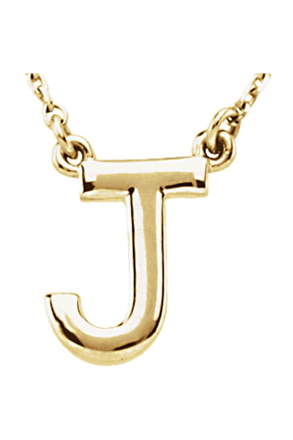Unisex 14K Yellow Gold Block Font J Initial Necklace