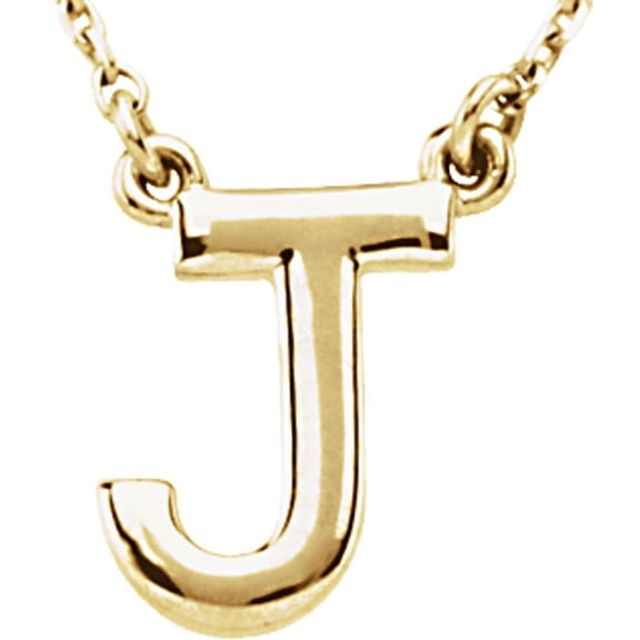 Precious Stars Unisex 14K Yellow Gold Block Font J Initial Necklace