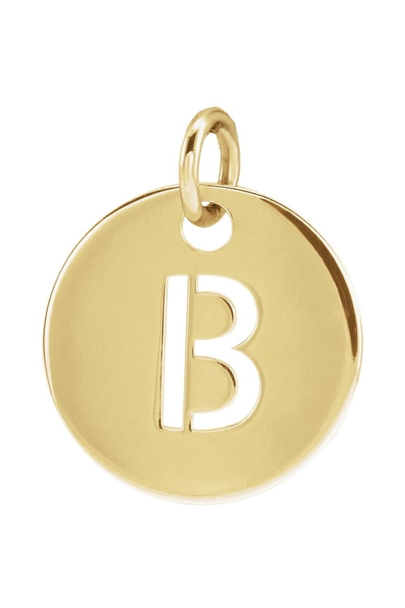 Unisex 14K Yellow Gold Initial B Disc Pendant
