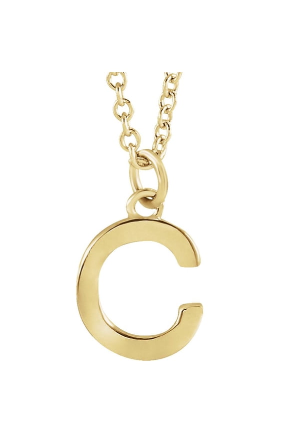 Unisex 14K Yellow Gold Initial C Dangle Necklace