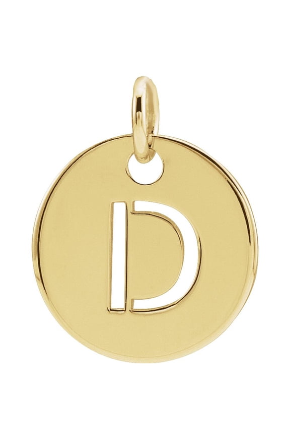 Unisex 14K Yellow Gold Initial D Disc Pendant