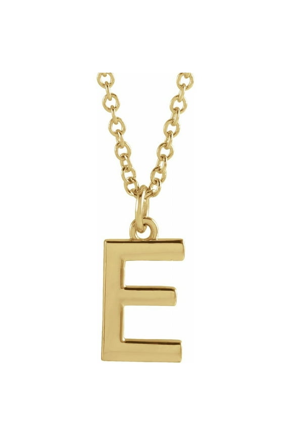 Unisex 14K Yellow Gold Initial E Dangle Necklace