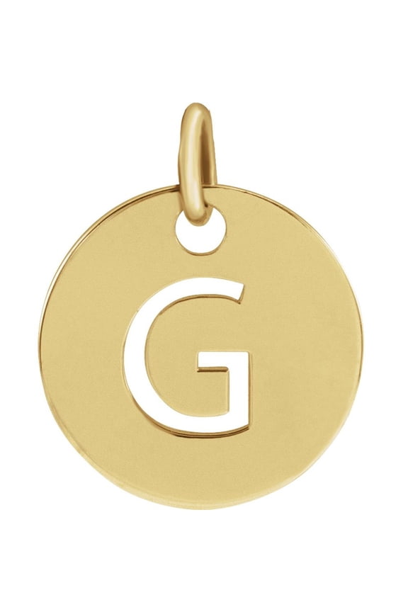 Unisex 14K Yellow Gold Initial G Disc Pendant