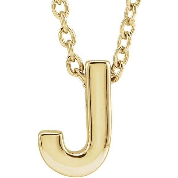 Precious Stars Unisex 14K Yellow Gold Initial J Pendant Slide Necklace