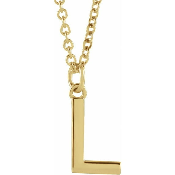 Precious Stars Unisex 14K Yellow Gold Initial L Dangle Necklace