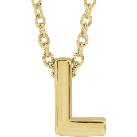 Precious Stars Unisex 14K Yellow Gold Initial L Pendant Slide Necklace
