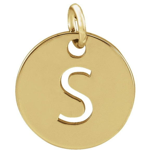 Precious Stars Unisex 14K Yellow Gold Initial S Disc Pendant