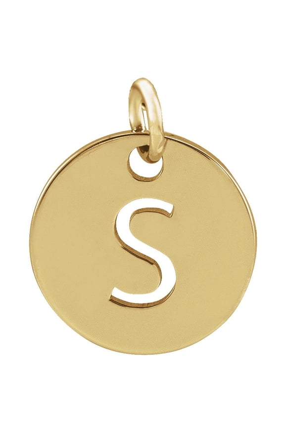 Unisex 14K Yellow Gold Initial S Disc Pendant