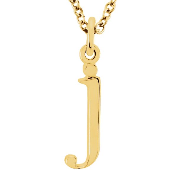 Precious Stars Unisex 14K Yellow Gold Lowercase J Initial 16 Inch Necklace