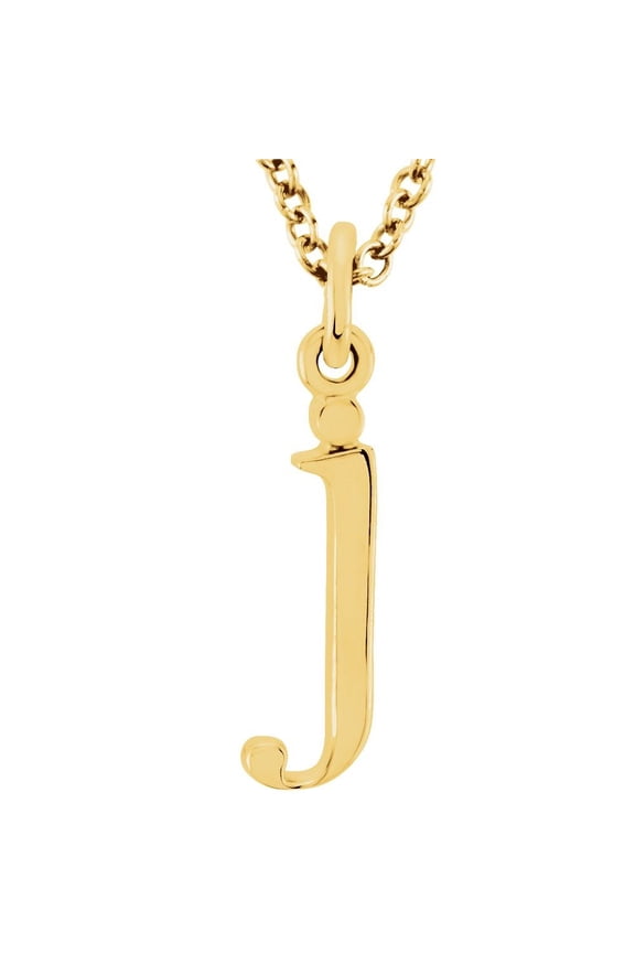 Unisex 14K Yellow Gold Lowercase J Initial 16 Inch Necklace