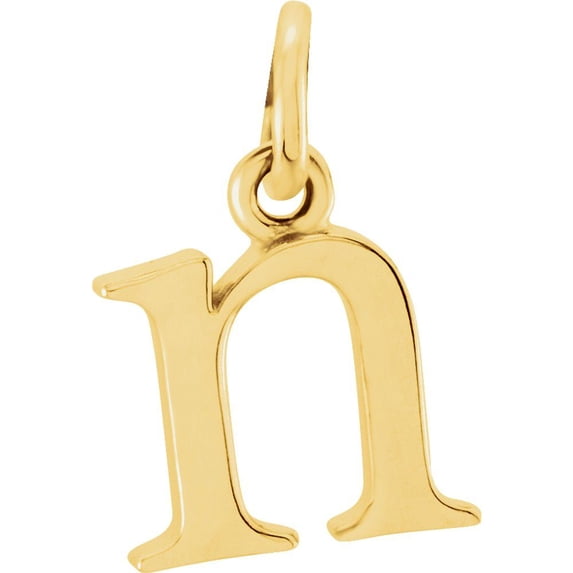 Precious Stars Unisex 14K Yellow Gold Lowercase N Initial Pendant