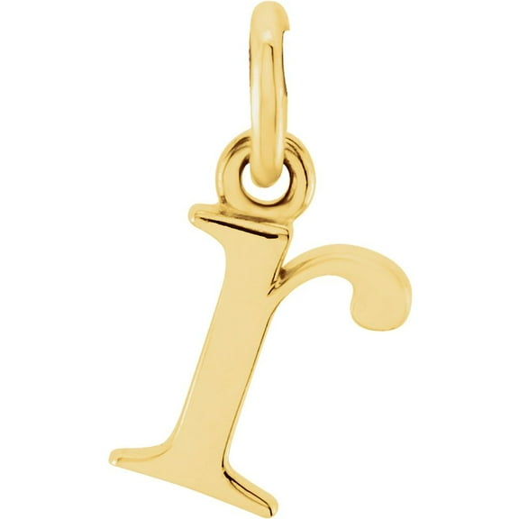 Precious Stars Unisex 14K Yellow Gold Lowercase R Initial Pendant