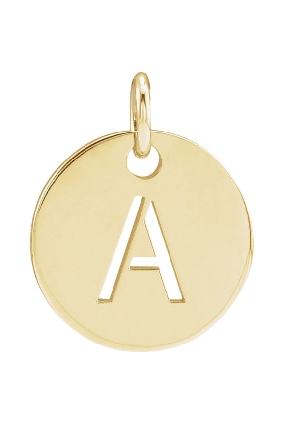 Unisex 18K Yellow Gold-Plated Sterling Silver Initial A Disc Pendant