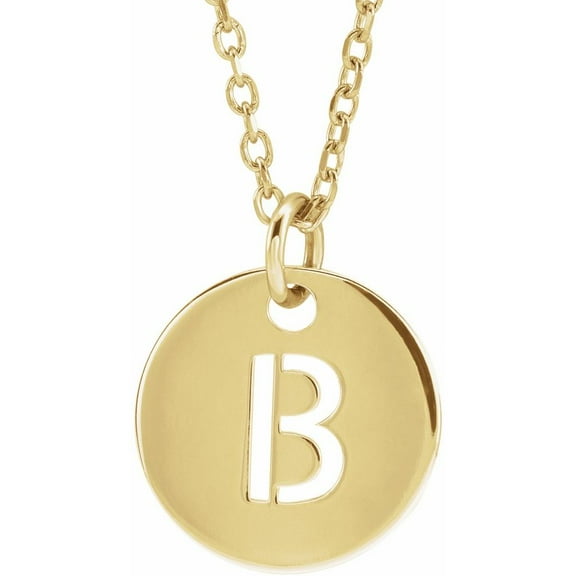 Precious Stars Unisex 18K Yellow Gold-Plated Sterling Silver Initial B Dangle Disc Necklace