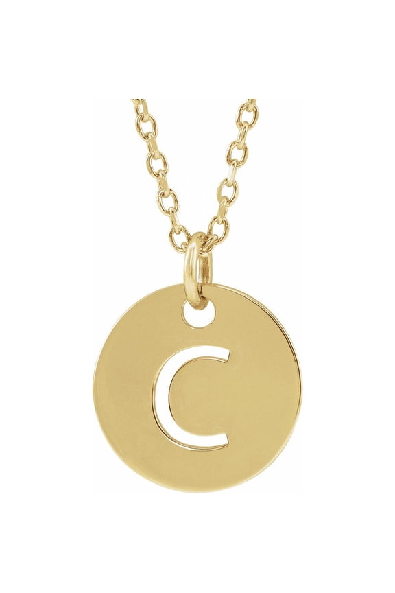 Unisex 18K Yellow Gold-Plated Sterling Silver Initial C Dangle Disc Necklace
