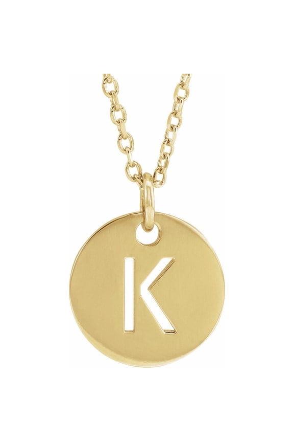 Unisex 18K Yellow Gold-Plated Sterling Silver Initial K Dangle Disc Necklace