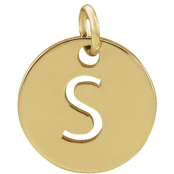 Precious Stars Unisex 18K Yellow Gold-Plated Sterling Silver Initial S Disc Pendant