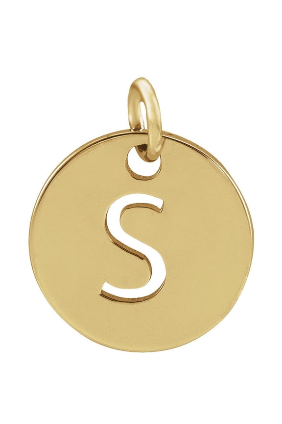 Unisex 18K Yellow Gold-Plated Sterling Silver Initial S Disc Pendant