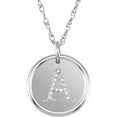 thumbnail image 1 of Precious Stars Unisex Sterling Silver 0.08 CTW White Diamond Initial A Pendant Necklace, 1 of 3