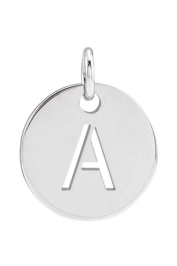 Unisex Sterling Silver Initial A Disc Pendant