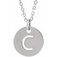 thumbnail image 1 of Precious Stars Unisex Sterling Silver Initial C Dangle Disc Necklace, 1 of 3
