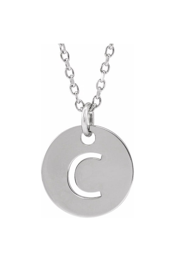 Unisex Sterling Silver Initial C Dangle Disc Necklace