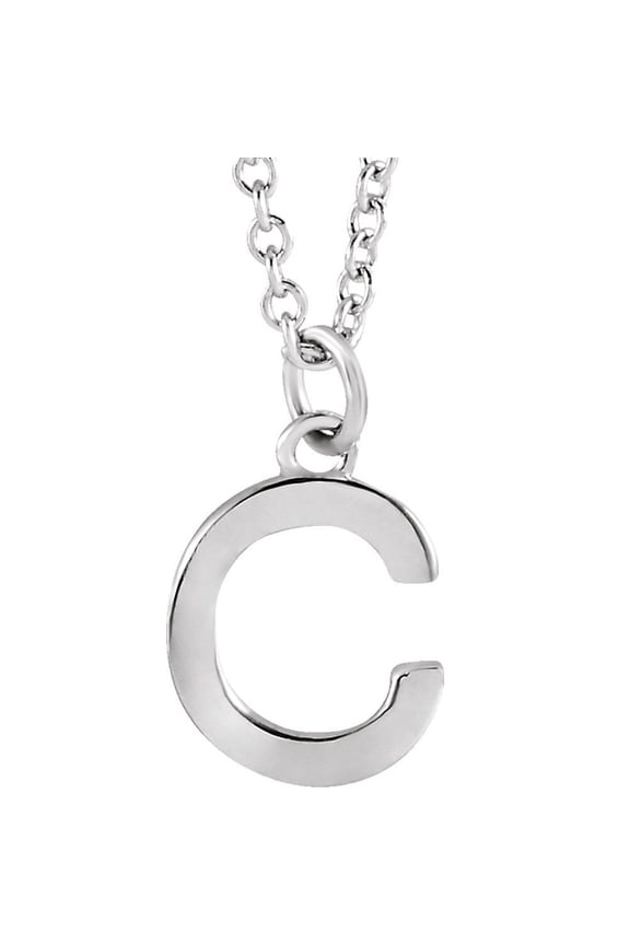 Unisex Sterling Silver Initial C Dangle Necklace