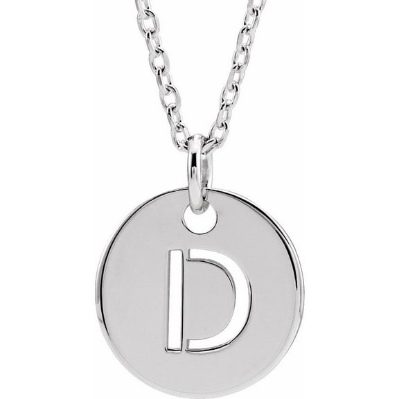 Precious Stars Unisex Sterling Silver Initial D Dangle Disc Necklace