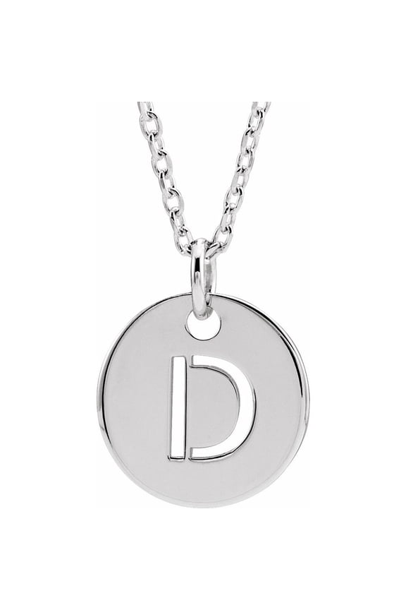 Unisex Sterling Silver Initial D Dangle Disc Necklace