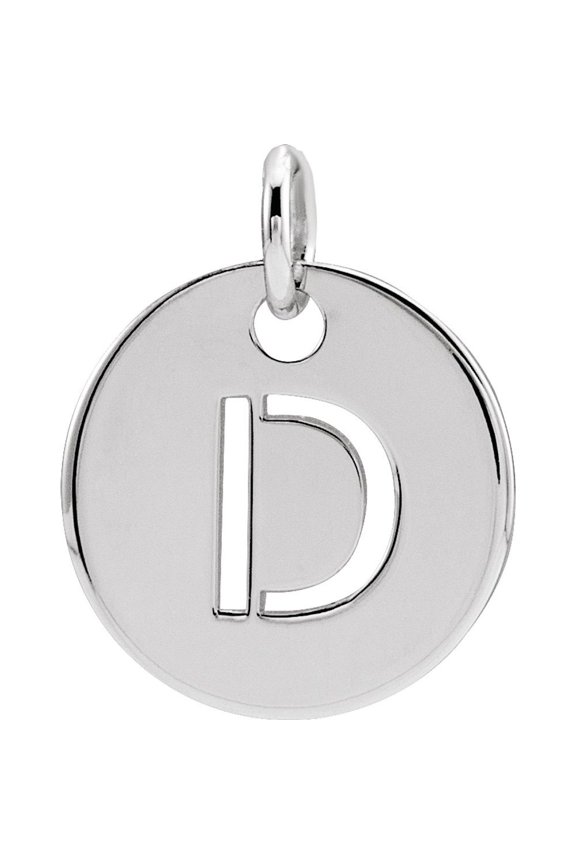 Unisex Sterling Silver Initial D Disc Pendant