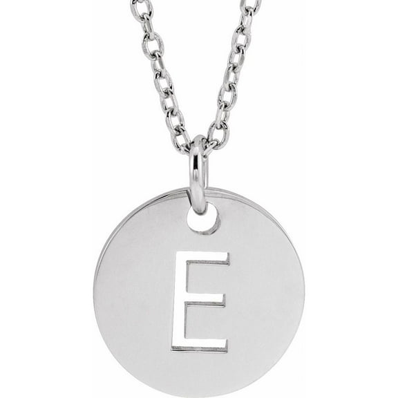 Precious Stars Unisex Sterling Silver Initial E Dangle Disc Necklace