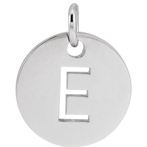 Precious Stars Unisex Sterling Silver Initial E Disc Pendant