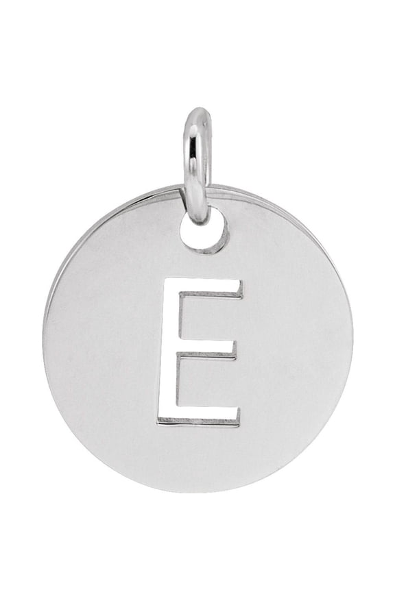 Unisex Sterling Silver Initial E Disc Pendant