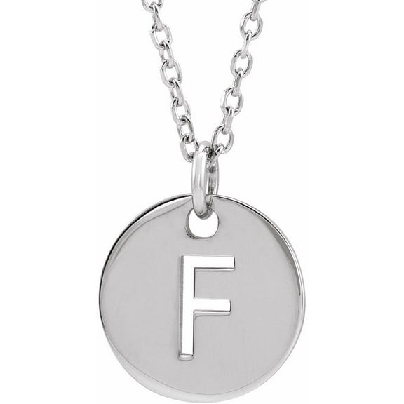 Precious Stars Unisex Sterling Silver Initial F Dangle Disc Necklace