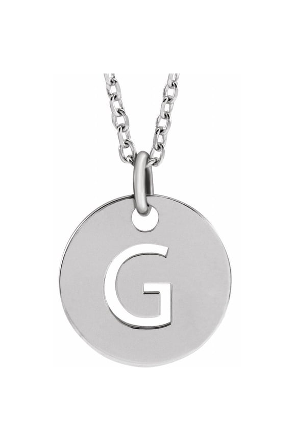 Unisex Sterling Silver Initial G Dangle Disc Necklace