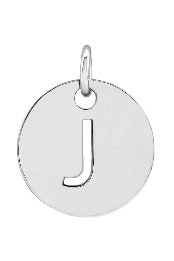 Unisex Sterling Silver Initial J Disc Pendant