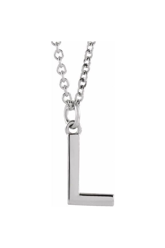 Unisex Sterling Silver Initial L Dangle Necklace