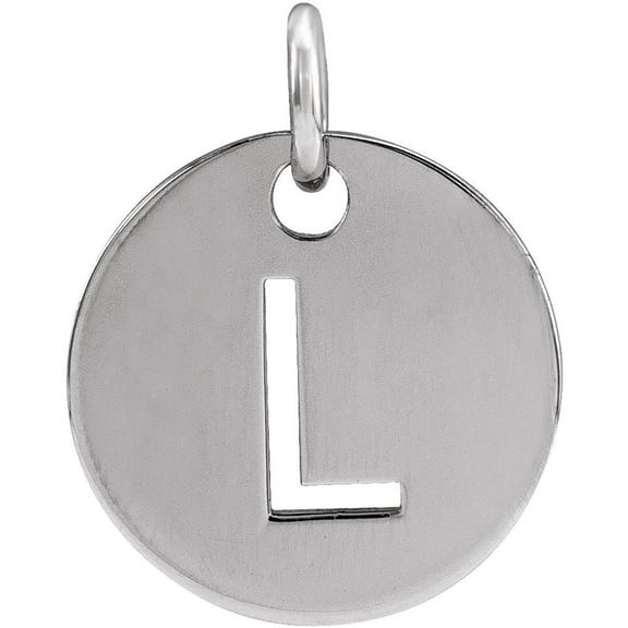 Precious Stars Unisex Sterling Silver Initial L Disc Pendant