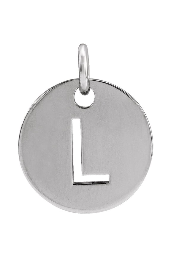Unisex Sterling Silver Initial L Disc Pendant
