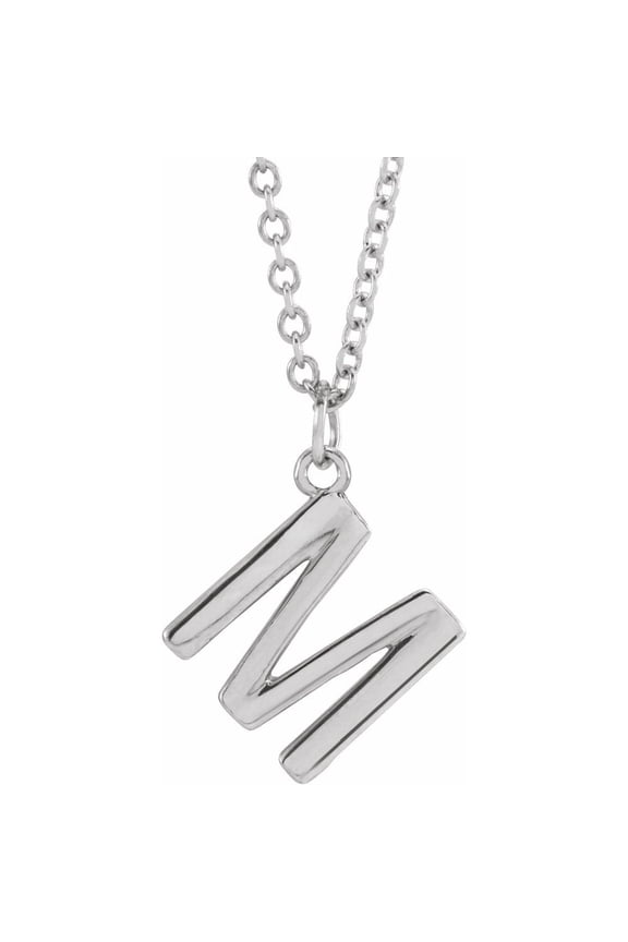 Unisex Sterling Silver Initial M Dangle Necklace