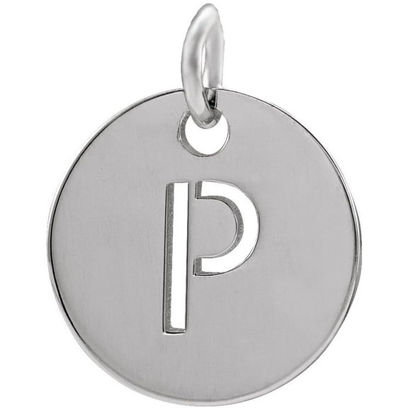 Precious Stars Unisex Sterling Silver Initial P Disc Pendant