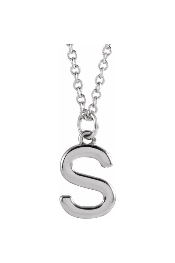 Unisex Sterling Silver Initial S Dangle Necklace