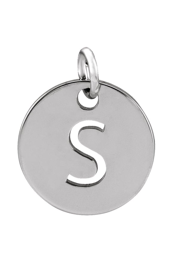 Unisex Sterling Silver Initial S Disc Pendant